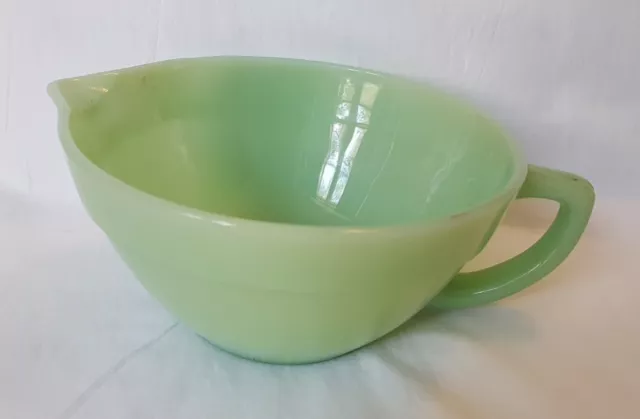 Vintage Fire King Oven Ware Jadeite Mixing Batter Bowl with Spout - 1950's