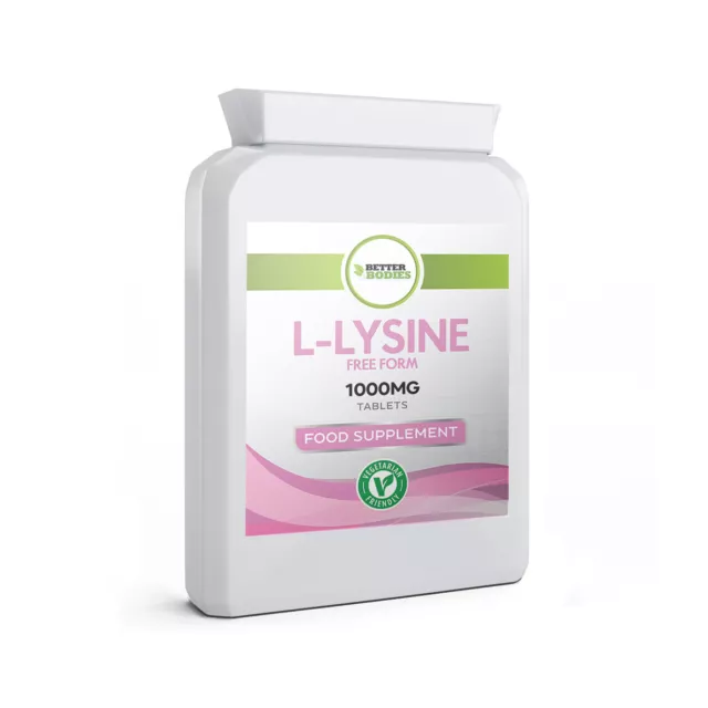 L-Lysine 60 Tablets Bottle Free-Form 1000mg Cold Sores Amino Acid Better Bodies