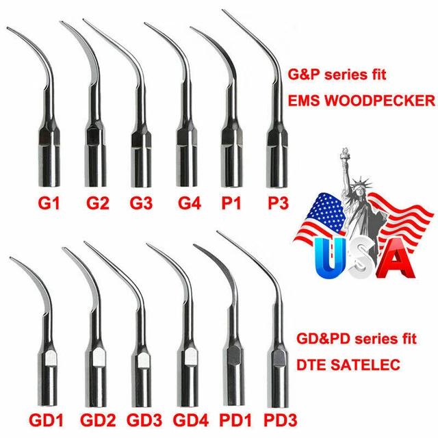 5pcs Dental Ultrasonic Piezo Scaler Tips fit EMS Woodpecker & DTE SATELEC CE DK