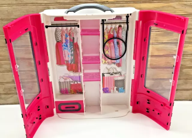 MATTEL BARBIE FASHION Ultimate Closet Hot Pink Portable Carry Case ...