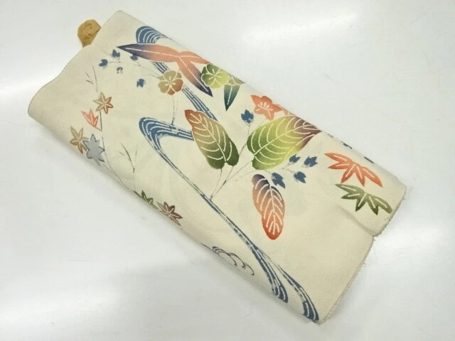 40391# Japanese Kimono / Araihari For Kimono / Floral Plants & Stream