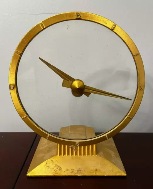 Vintage Jefferson Golden Hour Electric Mystery Clock 1950s Mid-Century Working