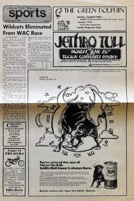 Jethro Tull Concert Ad Randy Tuten Tucson 1972