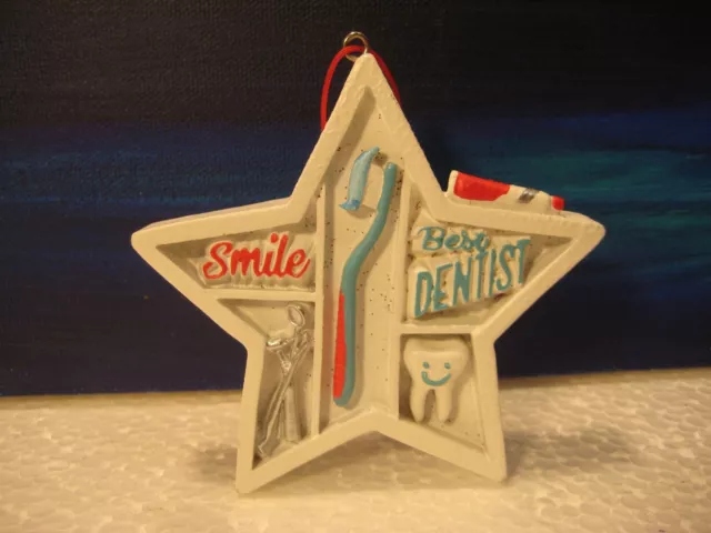 Smile "Best Dentist" Toothbrush Tooth & Dental Tools Happy Teeth Star Ornament