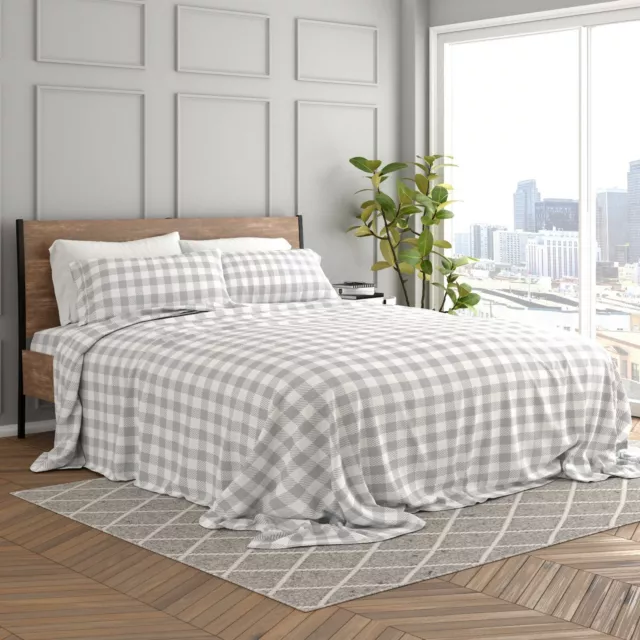 Patterned 4PC Bed Sheets set by Kaycie Gray Fashion Easy Care Deep Pocket