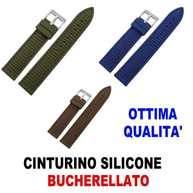 CINTURINO TROPIC OROLOGIO SILICONE GOMMA BLU VERDE MARRONE 18mm 20mm 22mm 24mm