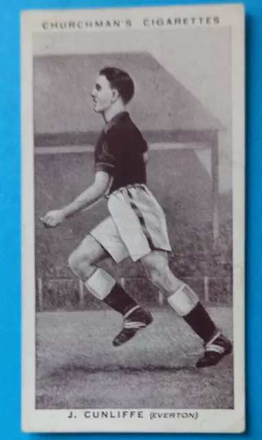 JAMES CUNLIFFE EVERTON ENGLAND CHURCHMANS ASSOCIATION FOOTBALLERS 1938 CARD No 8