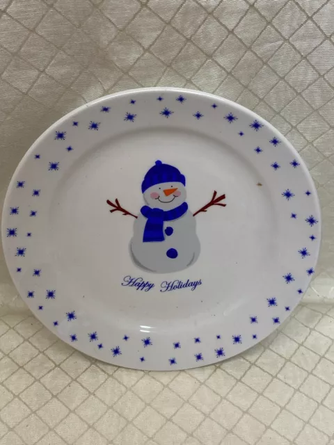 Pacific Island Creations Co. 8" Snowman "Happy Holidays" Dessert Plate
