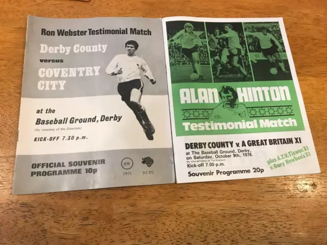 7 Assorted Derby County Testimonials 1970's Inc: Hector Durban Daniel, Hinton