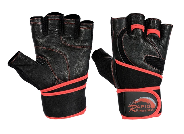 Gants de levage de poids RAPIDE cuir longue sangle poignet gymnastique exercice 2