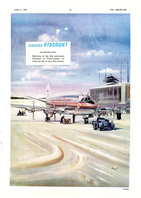 (Aab2) Aircraft Advert 11X8" Vickers Viscount Trans -Cananda Airlines