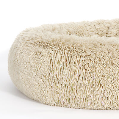 Fur Round Donut Cuddler Cushion Pet Dog Bed Cozy Sleep Washable Non-Slip Bottom 3