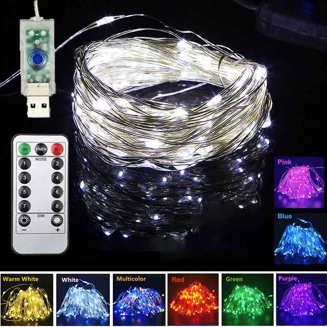 USB Plug In 100 200 LED DIY Micro Copper Wire String Lights Party Fairy Light UK