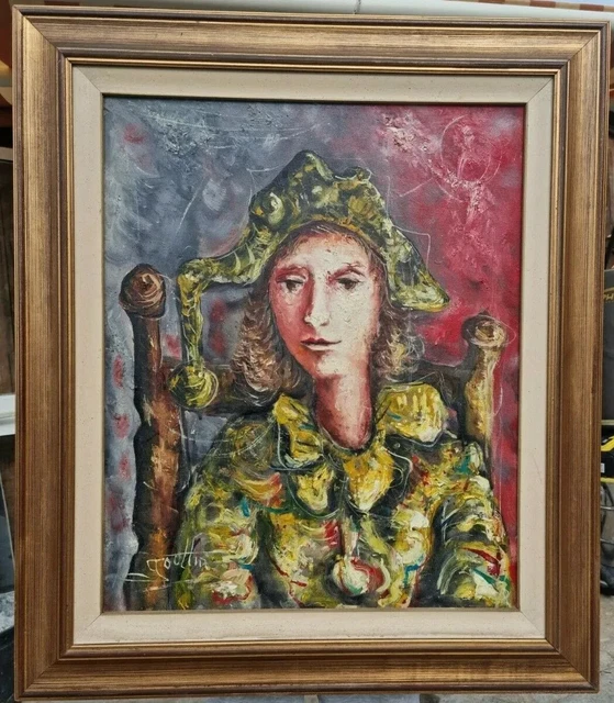 Quadro Di Jean Marie Gouttin Original Auto Ritratto Pittura Acrilico Su Tela Art