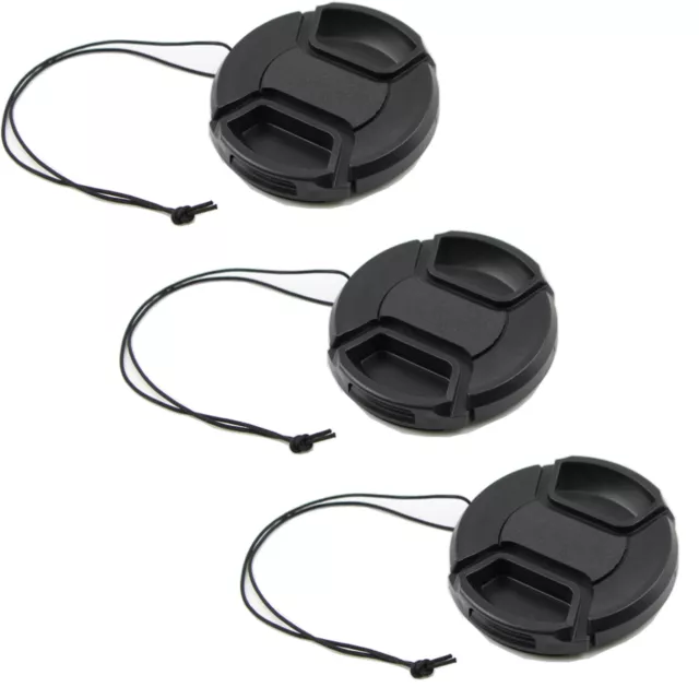 3-Pack 58mm Front Lens Cap Cover with Cap Keeper For Canon, Nikon, And Others