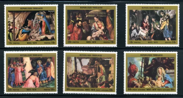 Togo - Scott 760-63, C141-42 MNH Stamps - 1970 Christmas Paintings