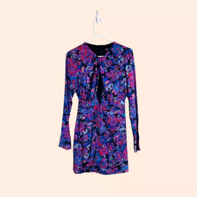 NWT Zara Purple Long Sleeve Cutout Mini Dress