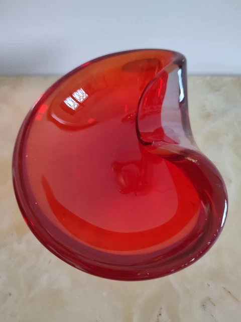 Bellissimo vintage posacenere svuotatasche rosso vetro Murano massiccio