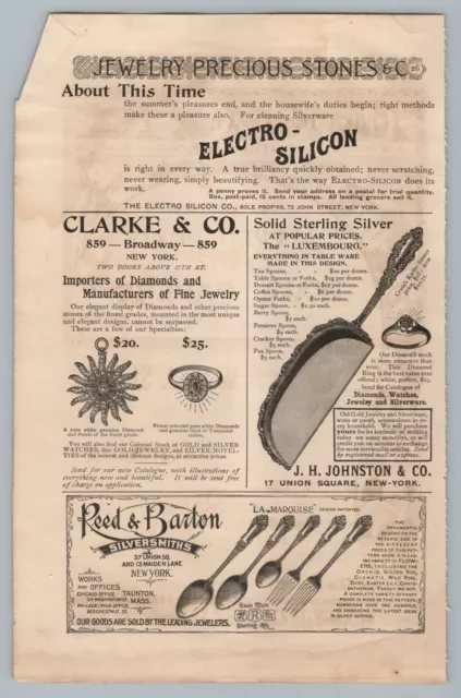 1890s-1910s Print Ad Reed Barton, Sterling Silver Johnston Co, Jewelers