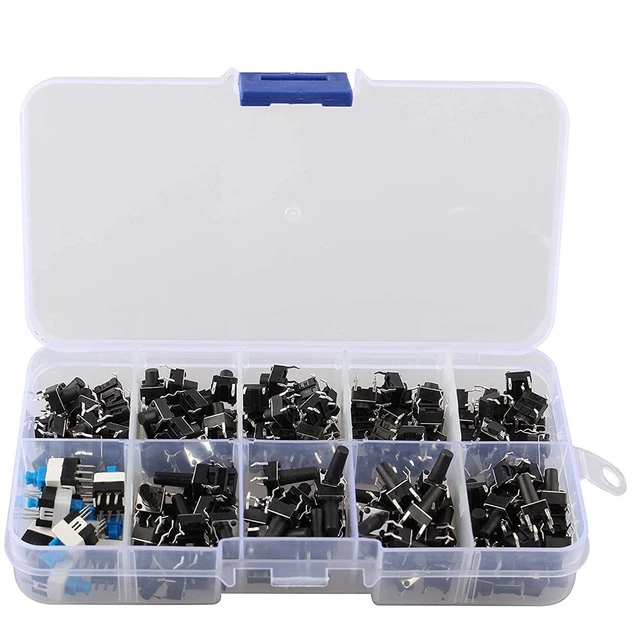 180 Interrupteurs Tactiles SMGDA - 10 Tailles 6x6mm - Pour Arduino, PCB Et Circuits Électroniques