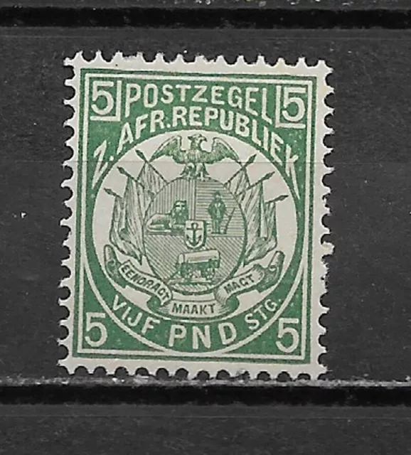 TRANSVAAL , SOUTH AFRICA ,1885/93 , COAT OF ARMS , 5lb  STAMP , VLH , CV$4,000