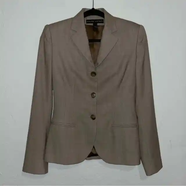 Ralph Lauren Black Label Wool Cashmere Button-Down Blazer Jacket Size 2