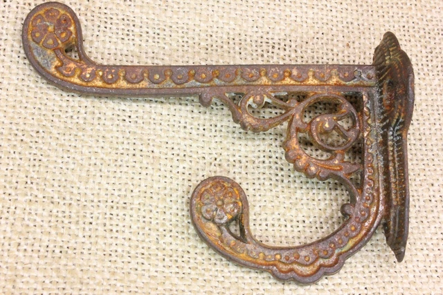 Old Flower Coat Hook Bath Robe House Farm Wardrobe Rustic Copper on Cast Iron