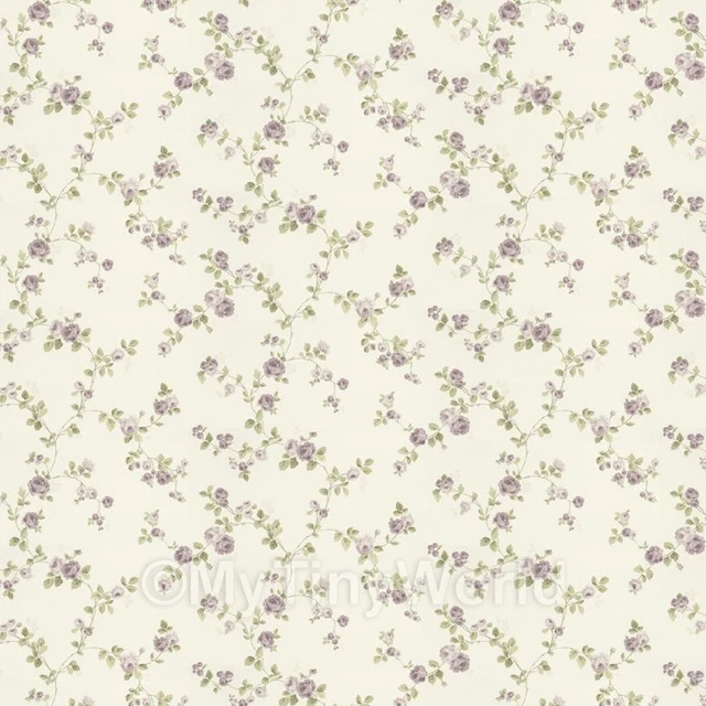 MyTinyWorld Paquet De 5 Rouleaux Papier Peint Maison De Poupées - Fleurs Blanches Sur Bleu Pâle, Parfait Pour Décoration Miniature 1:12
