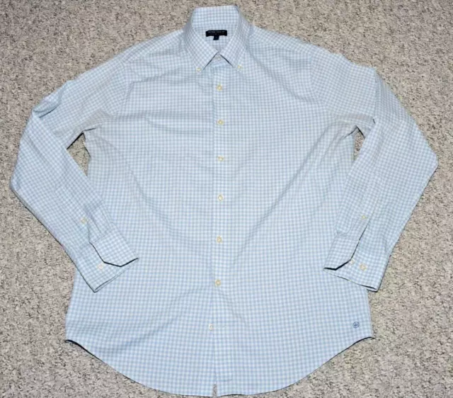 Peter Millar Button Down Shirt Mens Large Crown Crafted Long Sleeve Blue Check