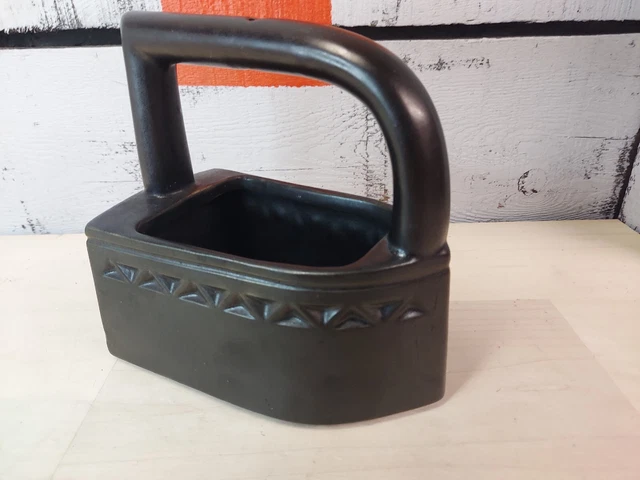 Vintage McCoy Black Iron Shaped Retro Flower Plant Planter Vase Pottery Decor