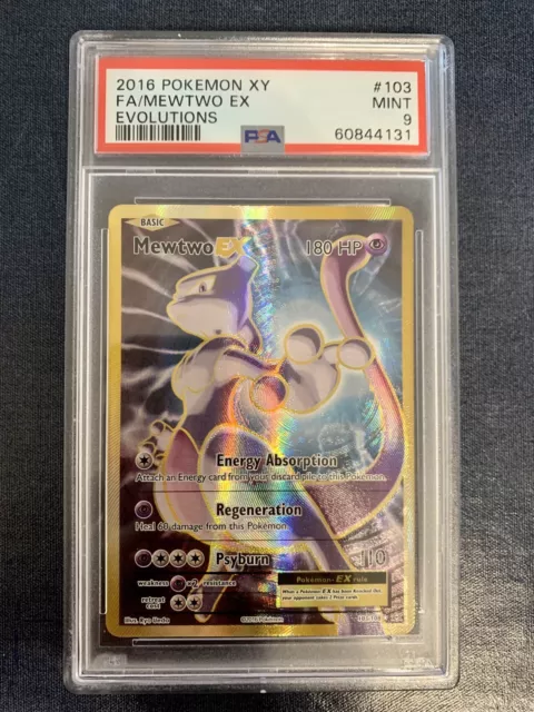 2016 Pokemon TCG XY Evolutions Mewtwo EX Full Art Holo Rare PSA 9 MINT ENG #103