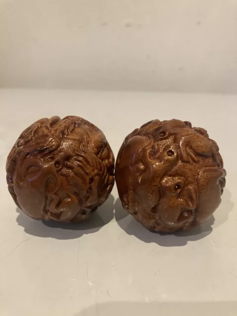 Chinese Wooden Carved Hand Balls