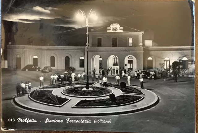 Splendida Foto Cartolina Molfetta Bari - Stazione Ferroviaria - Fg Vg 1958