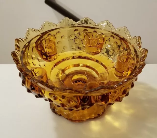 Vintage Fenton Hobnail Colonial Amber 6" Glass Candle Bowl