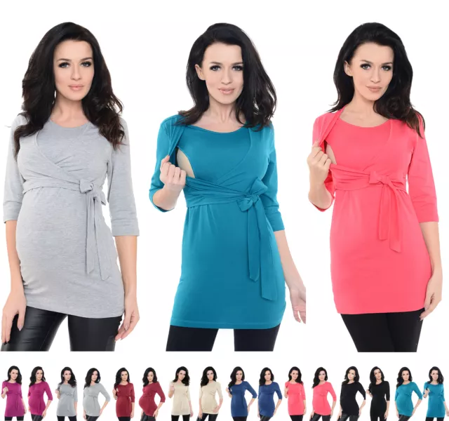 Purpless Maternity 2in1 Pregnancy Nursing Breastfeeding Wrap Top Tee 7735