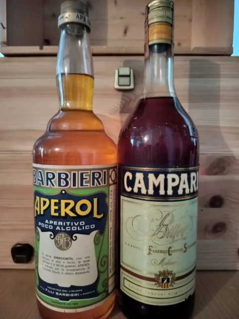 Bitter Campari 100cl + Aperol Barbieri 100cl Bottiglie Vintage Anni 70 80