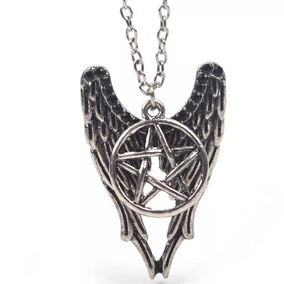 Supernatural Castiel Wings Charm Pentagram Pendant