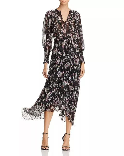 Rebecca Taylor Silk Long Sleeve Jewel Paisley Chiffon Dress size 4