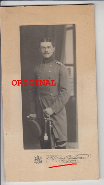 Foto 1wk Portrait Soldat Offizier Säbel Heilbronn CDV Hartkarton Studiofoto