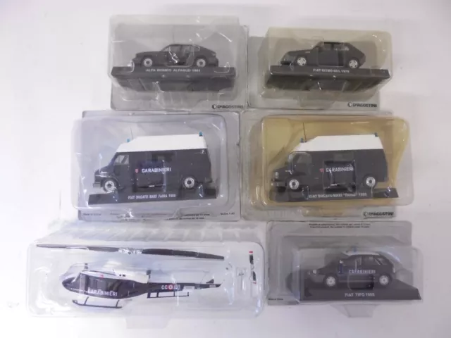 Lot de 6 voitures miniatures 1/43 Fiat Alfa Carabinieri Police Deagostini DIV7