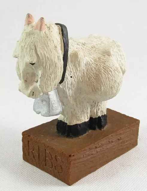 Ribs the Goat Rustic Resin Figurine on Wood Block Base