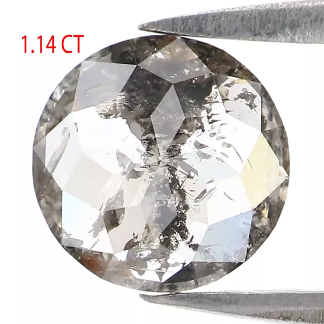 1.14 CT Natural Loose Round Rose Cut 7.30 MM Salt and Pepper Diamond QL2590 2