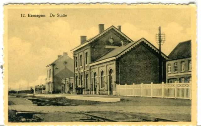 Belgique Eernegem - De Statie Chemin Fer Pistes Steenkiste Carte Postale