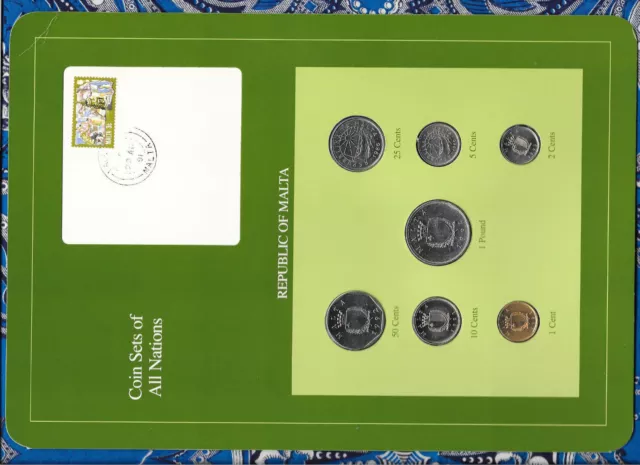 Coin Sets of All Nations Malta 1986-1994 UNC RARE 1 Pound 1994 25, 5 cents 1986