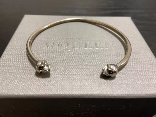 Alexander McQueen Bracelet Bangle Silver Twin Skull Brass