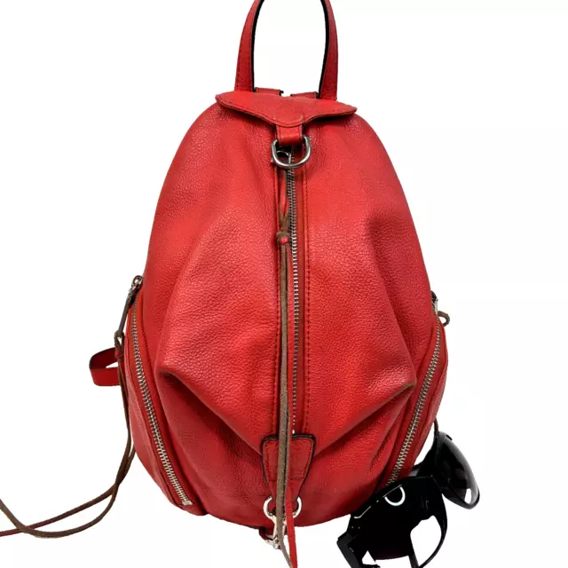 REBECCA MINKOFF Julian Backpack Vermilion Pebbled Leather Medium