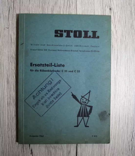Original Stoll Ersatzteilliste Rübenköpfroder C35 C25