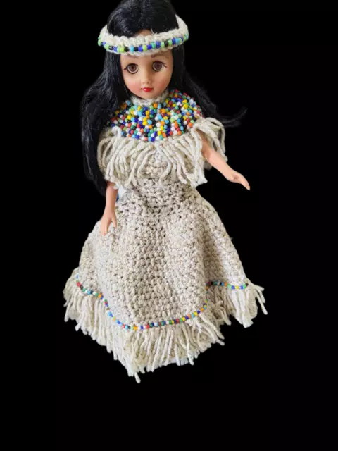 NWOT Perfect 14 inch Native Girl Doll!! Beautiful Dress and Beading!!