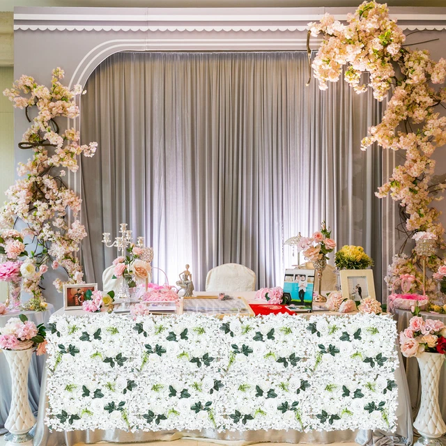 6*ARTIFICIAL FLOWER WALL Panel White Hydrangea Rose Wedding Backdrop