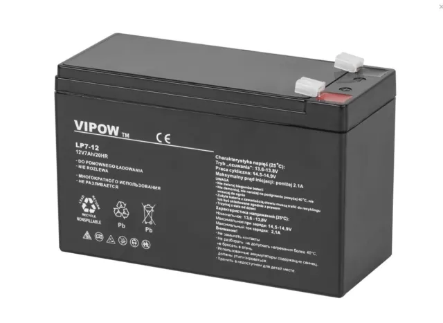 Vipow AGM Batterie Instustriequalität 12V 7Ah mit 2,15KG 151x100x65mm